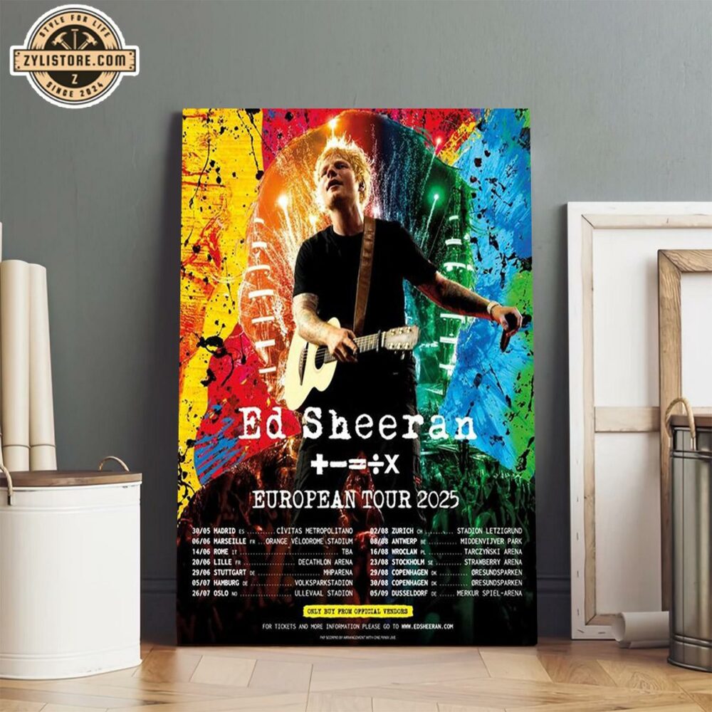 Ed Sheeran 2025 Mathematics Tour Poster Canvas