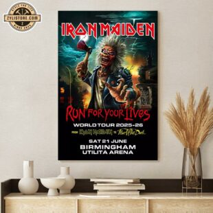 Iron Maiden Run For Your Lives 2025 Tour Birmingham Poster Canvas