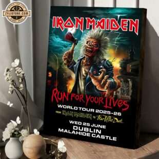 Iron Maiden Run For Your Lives 2025 Tour Dublin Poster Canvas