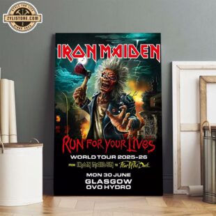 Iron Maiden Run For Your Lives 2025 Tour Glasgow Poster Canvas