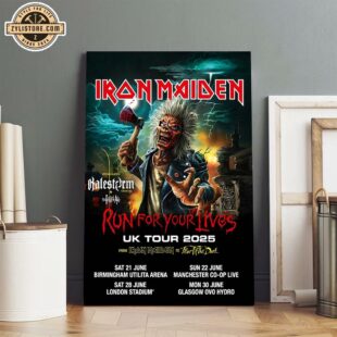 Iron Maiden Run For Your Lives 2025 UK Tour Poster Canvas