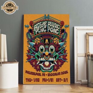 Pigeons Playing Ping Pong Jan 30-Feb 1 2025 Brooklyn Bowl In Philadelphia PA Poster Poster Canvas