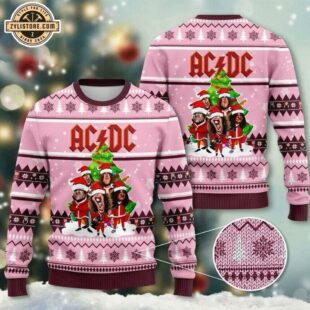 ACDC Pink Rock Band Ugly Christmas Sweater