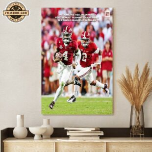 Jalen Milroe Ties Jalen Hurts For The Most Rushing Touchdowns In A Single Season At Alabama Poster Canvas