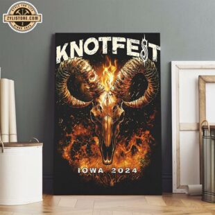 Knotfest Burning Goat Skull Iowa 2024 Poster Canvas