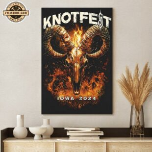 Knotfest Burning Goat Skull Iowa 2024 Poster Canvas