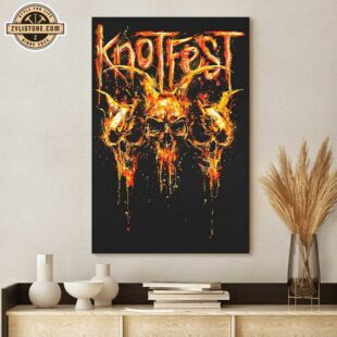 Knotfest Fire Dripping Skulls Iowa 2024 Poster Canvas