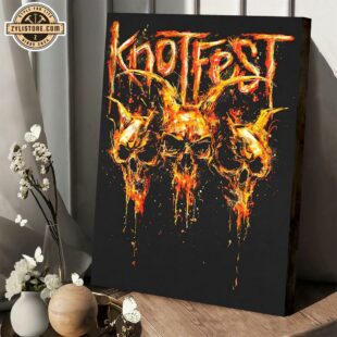 Knotfest Fire Dripping Skulls Iowa 2024 Poster Canvas