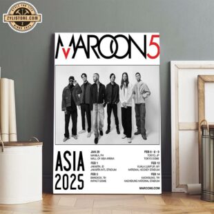 Maroon 5 Asia 2025 Music Tour Poster Canvas