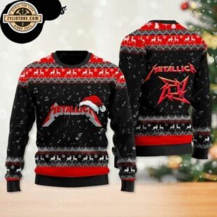 Metallica Band Logo With Santa Hat Ugly Christmas Sweater