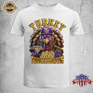 Minnesota Vikings NFL Happy Thanksgiving Turkey And Touchdowns Unisex T-Shirt