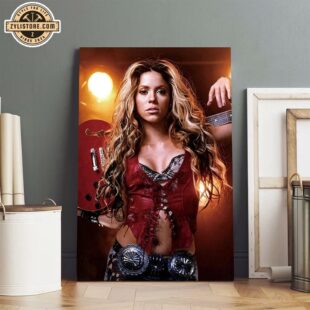 Shakira With Guitar Music Poster Canvas