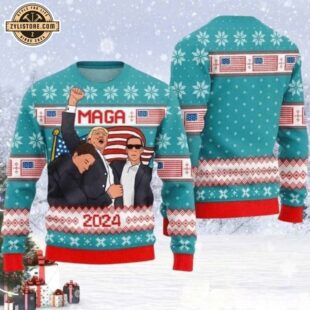 Trump Fight MAGA 2024 Ugly Christmas Sweater