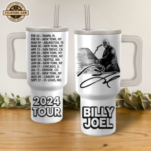 Billy Joel 2024 Tour Music Tumbler 40oz Handle