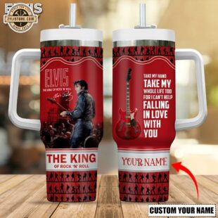 Custom Name Elvis Presley King Of Rock Music Stanley Stainless Steel Tumbler 40Oz With Handle