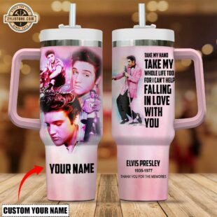 Custom Name Elvis Presley Music Stainless Steel Tumbler 40Oz With Handle