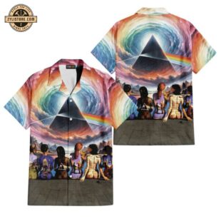 Dark Side Of The Moon Prism Over Serene Lake Pink Floyd Back Art Hawaiian Shirt