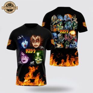 Kiss Band With Fire All Over Print T-Shirt