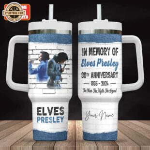 Personalized Name Elvis Presley Music Stanley Stainless Steel Tumbler 40Oz With Handle