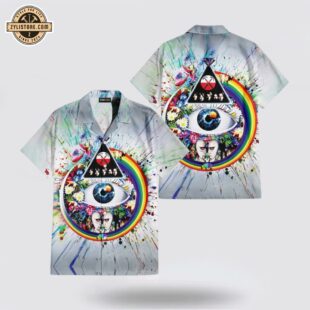 Pink Floyd Collage The Wall Pulse DSOTM Flower Diamond Ring Of Rainbow Hawaiian Shirt