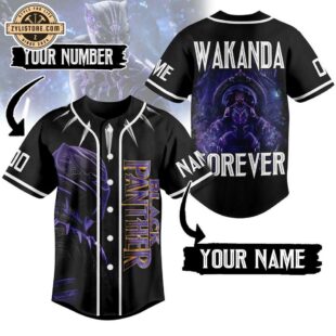 Custom Name And Number Marvel Black Panther Wakanda Forever Baseball Jersey For Fans