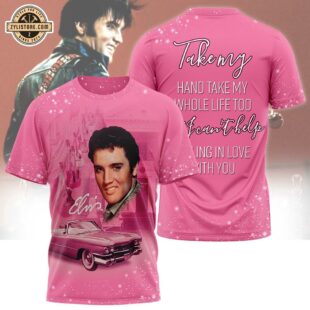 Elvis Presley Pink All Over Print T-Shirt For Fans