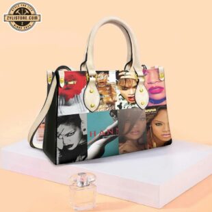 Rihanna Album Collage Leather Handbag