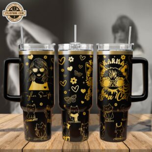 Taylor Swift Cute Cats Pattern Stanley Stainless Steel Tumbler 40Oz With Handle