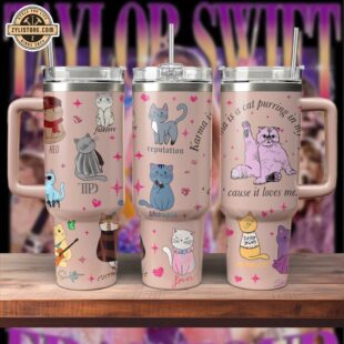 Taylor Swift Cute Cats Stanley Stainless Steel Tumbler 40Oz With Handle