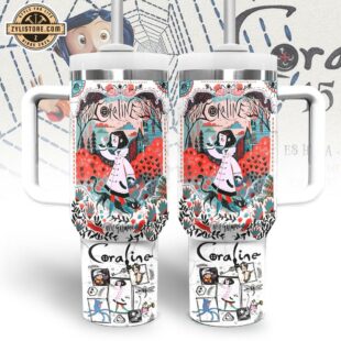 Coraline Cartoon Pattern Tumbler 40Oz With Handle